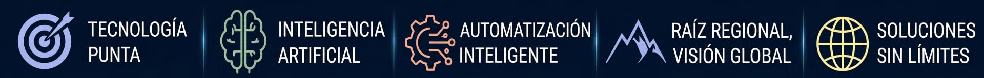 Tecnología punta · Inteligencia artificial · Automatización inteligente · Raíz regional, visión global · Soluciones sin límites